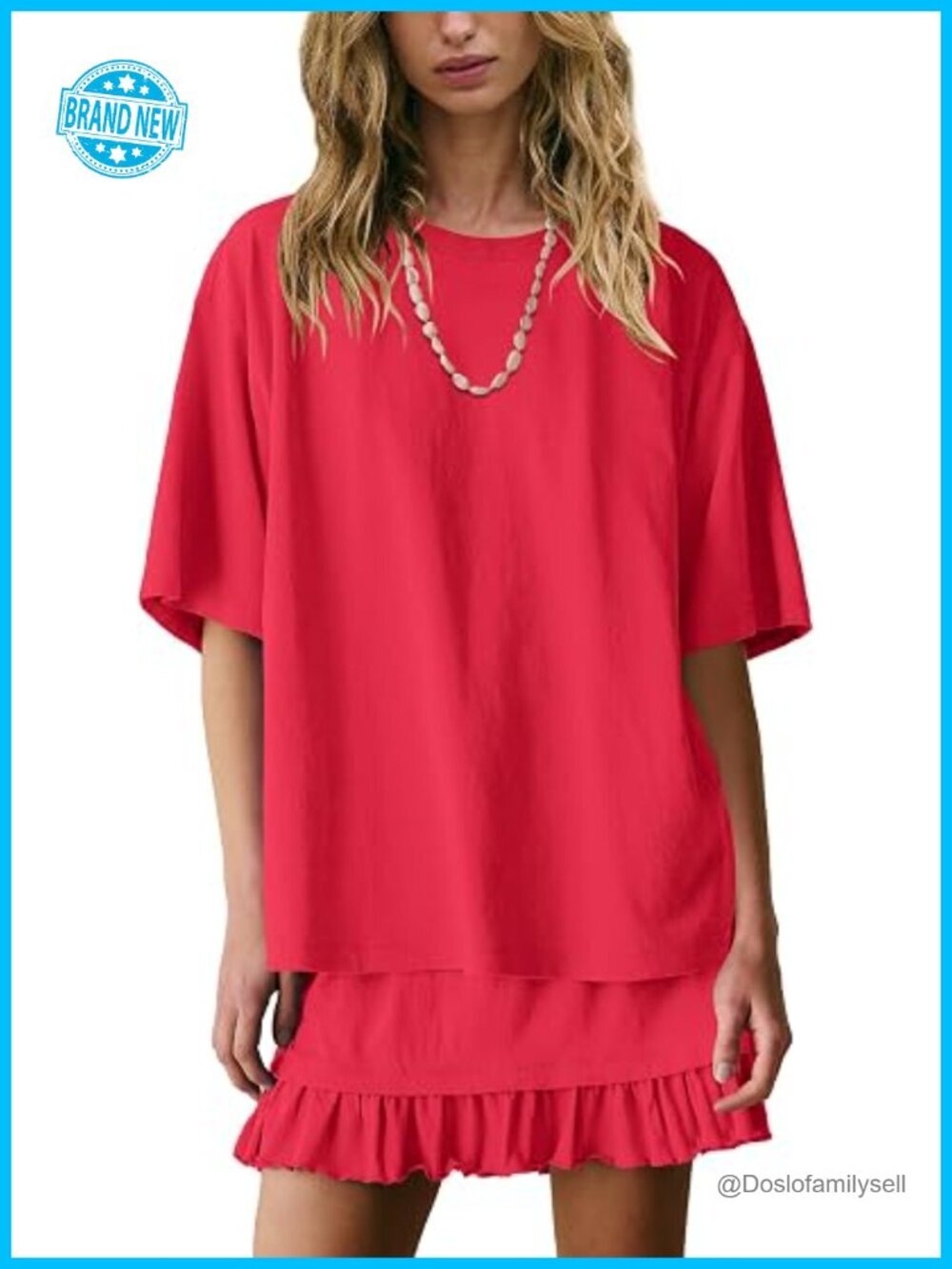 2 Piece Skirt Set Short Sleeve Oversized Top Pleated Mini Skirt Lounge Set